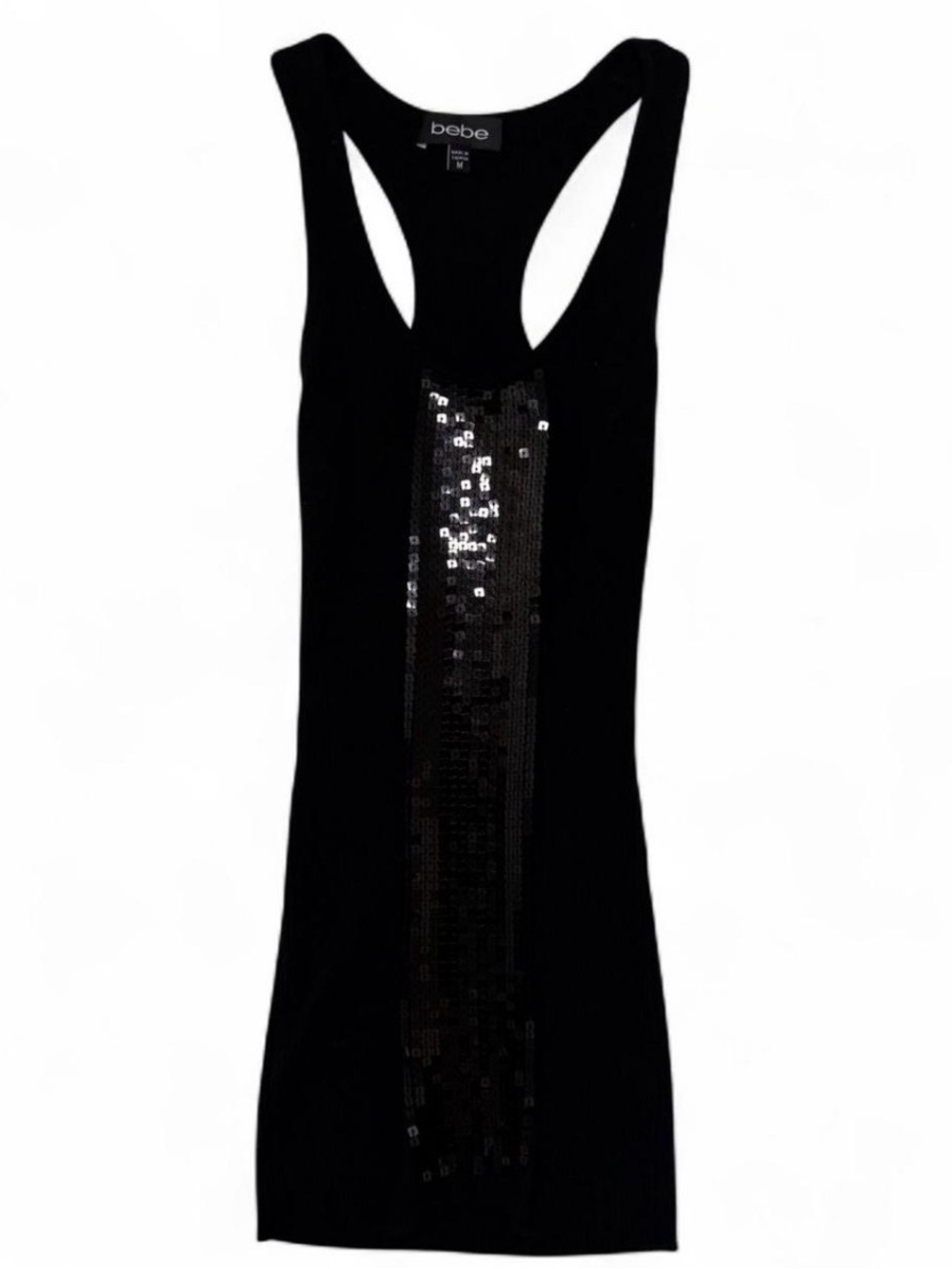 bebe Black Sequin Racerback Tank